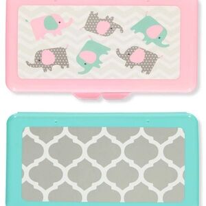 Pink and Teal Elephant Print Kids Wipe Case